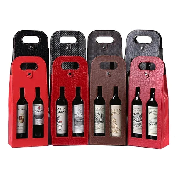 Leather Wine Gift Tote Bag