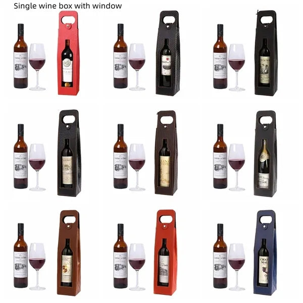 Leather Wine Gift Tote Bag