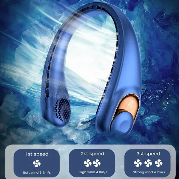 Rechargeable neck fan with LED Display