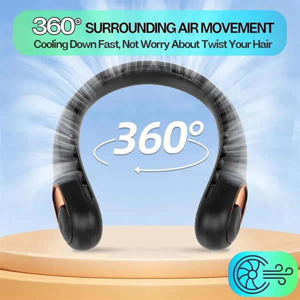 Rechargeable neck fan with LED Display