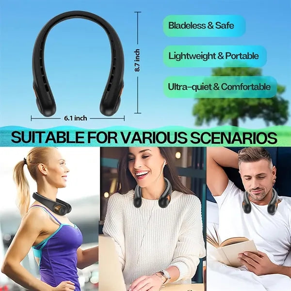 Rechargeable neck fan with LED Display