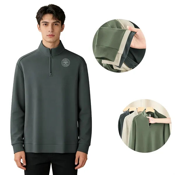 Half-zip double-faced corduroy stand-up collar Sweater