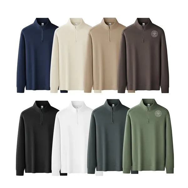 Half-zip double-faced corduroy stand-up collar Sweater