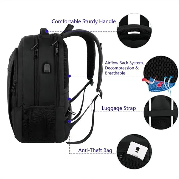 Travel Business Laptop Backpack with USB Charging Port