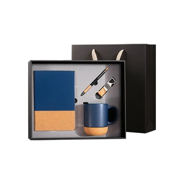 Eco-Chic Notebook Gift Set: Ceramic Mug, Pen and Keychain