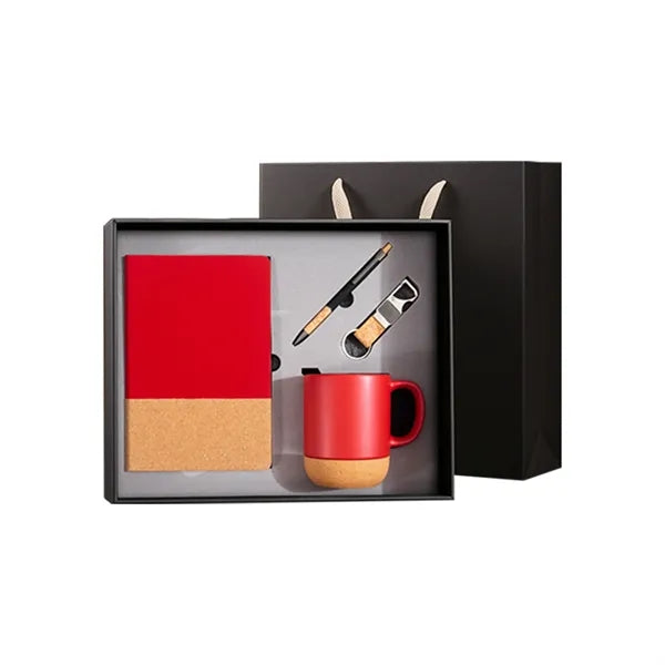 Eco-Chic Notebook Gift Set: Ceramic Mug, Pen and Keychain