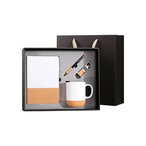 Eco-Chic Notebook Gift Set: Ceramic Mug, Pen and Keychain