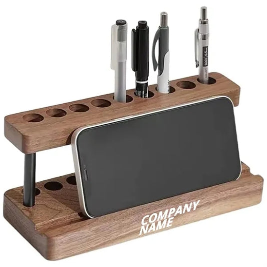 Wood Desk Pen Holder with Stand