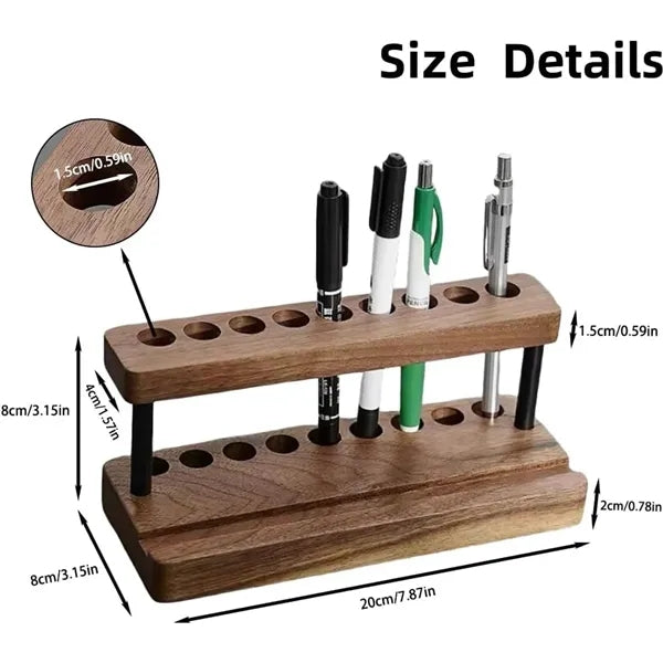 Wood Desk Pen Holder with Stand