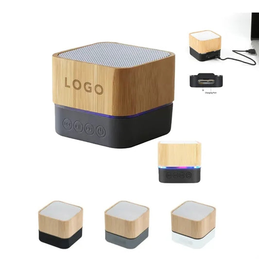 Square Bamboo Wood Portable Wireless Speaker