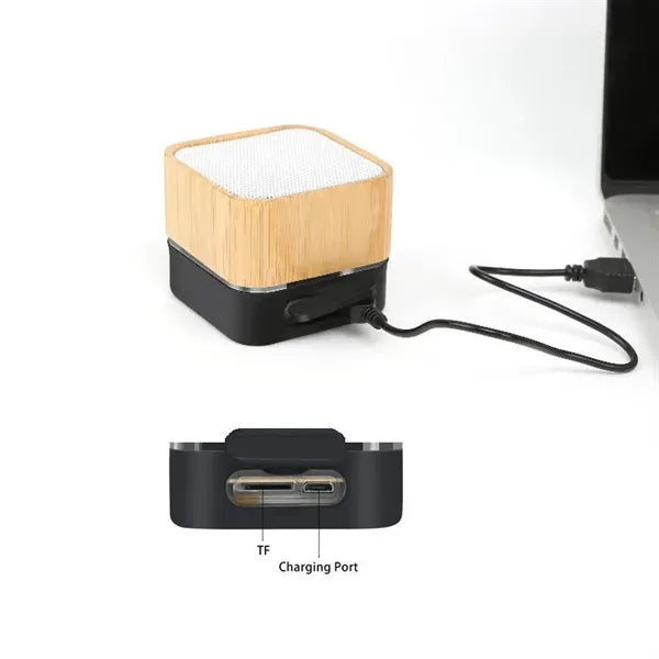 Square Bamboo Wood Portable Wireless Speaker