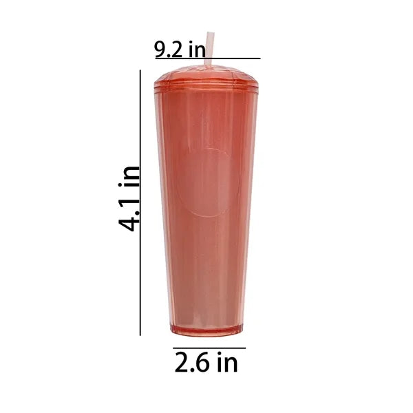 26oz Gradient Double Wall Plastic Straw Tumbler
