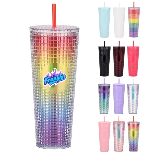 24oz Double Wall Corn Plastic Straw Tumbler