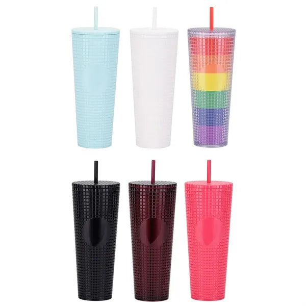 24oz Double Wall Corn Plastic Straw Tumbler