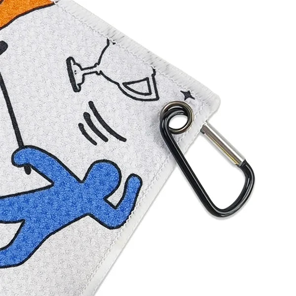 All Over Print Microfiber Waffle Golf Towel Carabiner Clip