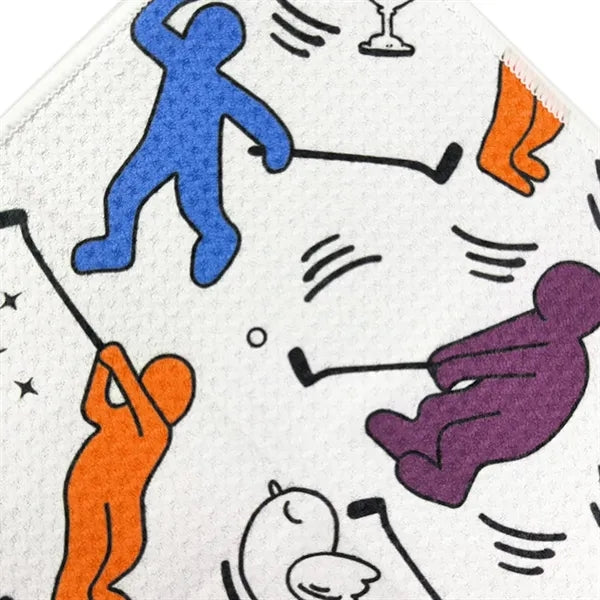 All Over Print Microfiber Waffle Golf Towel Carabiner Clip