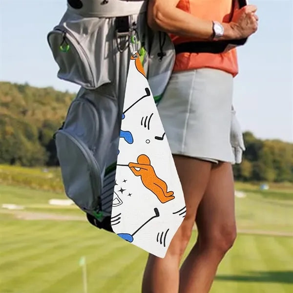 All Over Print Microfiber Waffle Golf Towel Carabiner Clip