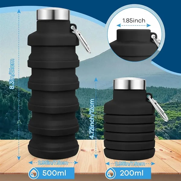 16 OZ Foldable Portable Silicone Water Bottle
