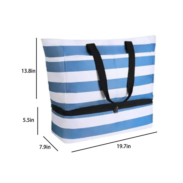 Large Leakproof Insulated Striped Beach Cooler Tote