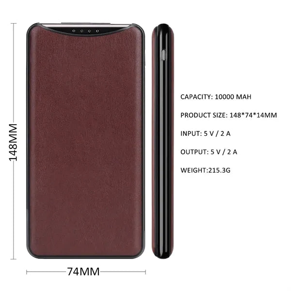 10000 mAh Outdoor Camping Leather Portable Power Supply