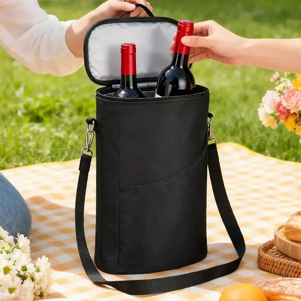 Insulated Single Wine Bottle Carrier Tote W/ Shoulder Strap