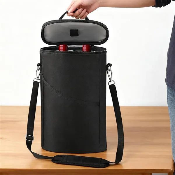 Insulated Single Wine Bottle Carrier Tote W/ Shoulder Strap