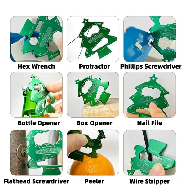 Christmas Tree-Shaped 20-in-1 Tool Card