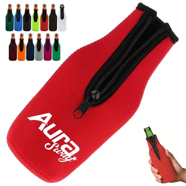 11Oz. Zippered Neoprene Bottle Cooler Sleeve