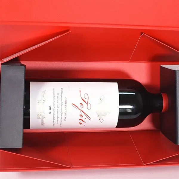Collapsible Cardboard Single Wine Bottle Gift Box Tote