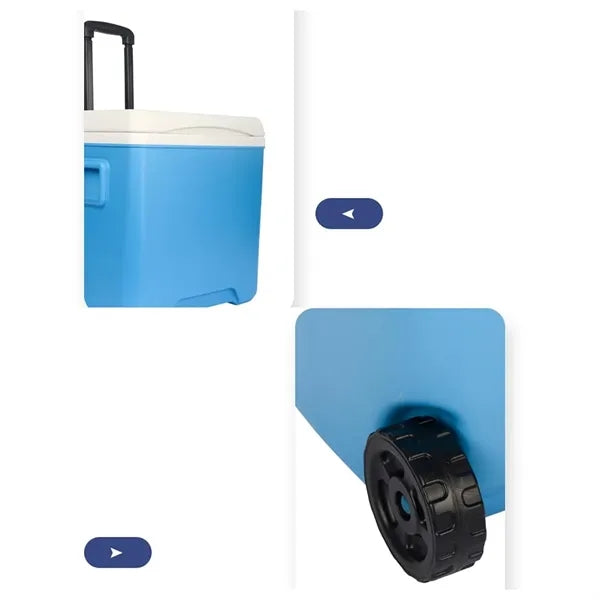 30L Hard Shell Rolling Cooler Ice Chest With Wheels