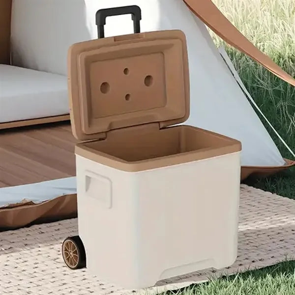 30L Hard Shell Rolling Cooler Ice Chest With Wheels