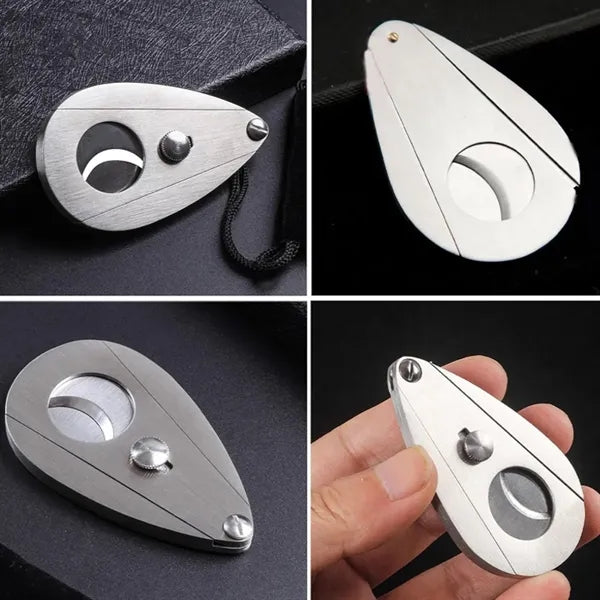 Premium Stainless Steel Cigar Cutter with Tear-Drop Design
