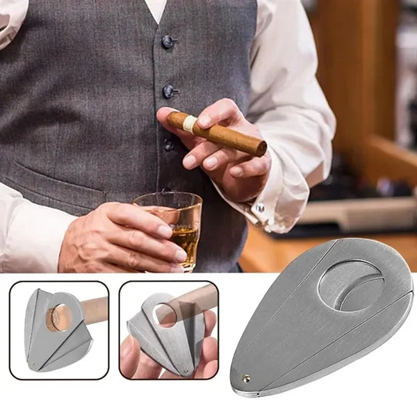 Premium Stainless Steel Cigar Cutter with Tear-Drop Design