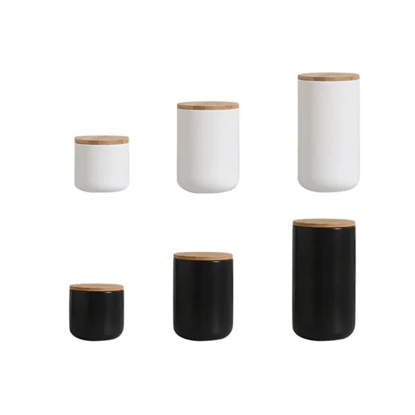 Minimalist Ceramic Airtight Kitchen Canister with Bamboo Lid