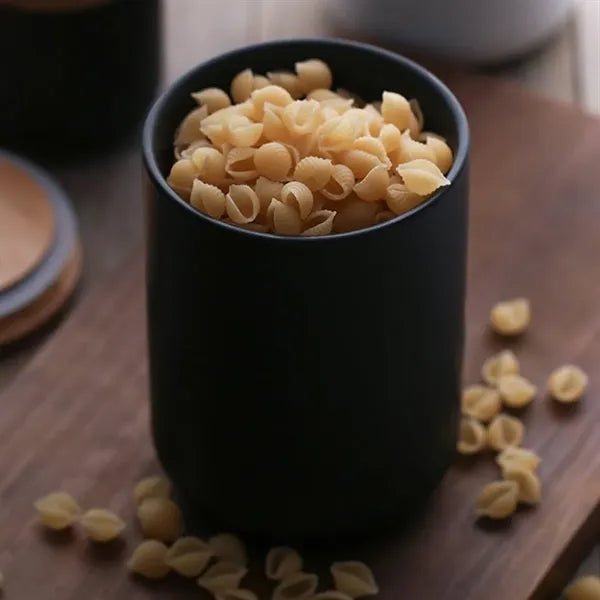 Minimalist Ceramic Airtight Kitchen Canister with Bamboo Lid