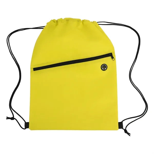 Non-Woven Sports Drawstring Bag with Front Zipper