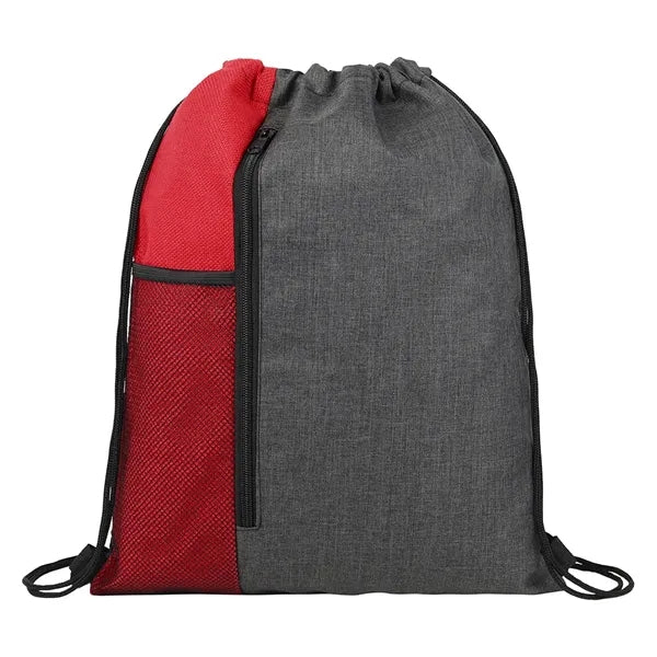 Vertical Drawstring Backpack With Mesh Pocket