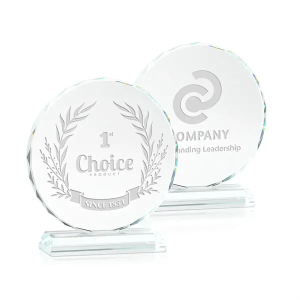 Round Edge Crystal Glass Awards With Base 3/5" Thick