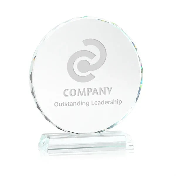 Round Edge Crystal Glass Awards With Base 3/5" Thick
