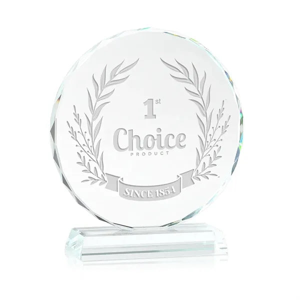 Round Edge Crystal Glass Awards With Base 3/5" Thick