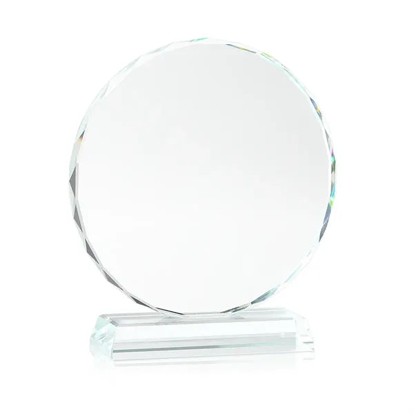 Round Edge Crystal Glass Awards With Base 3/5" Thick