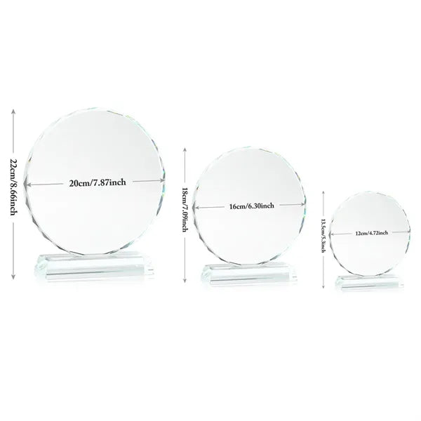Round Edge Crystal Glass Awards With Base 3/5" Thick