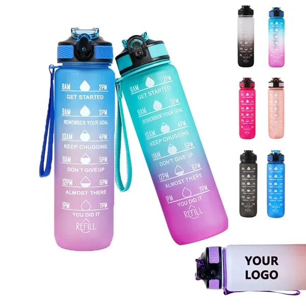 32 oz Motivational Water Bottles with Time Marker