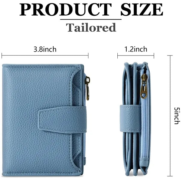 Compact Wallet and Card Holder for Women with Zipper Coin Po