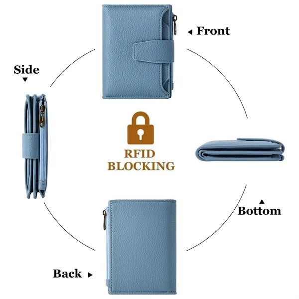 Compact Wallet and Card Holder for Women with Zipper Coin Po