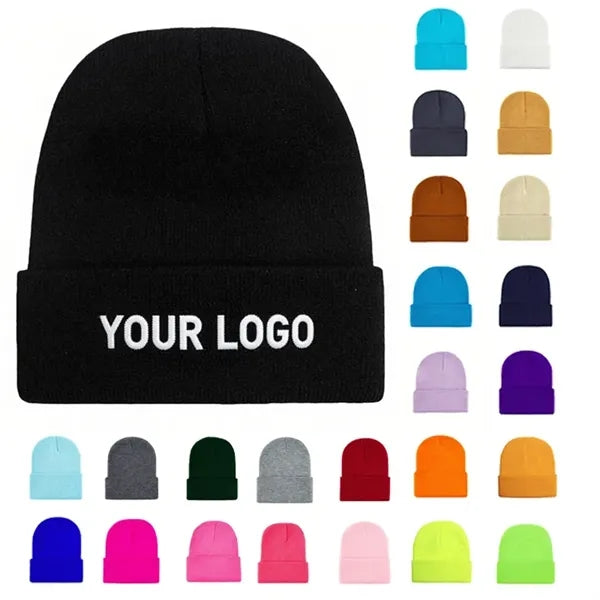 Embroidered Knit Beanie Hat