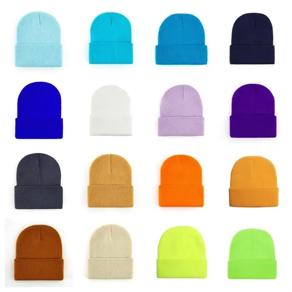 Embroidered Knit Beanie Hat