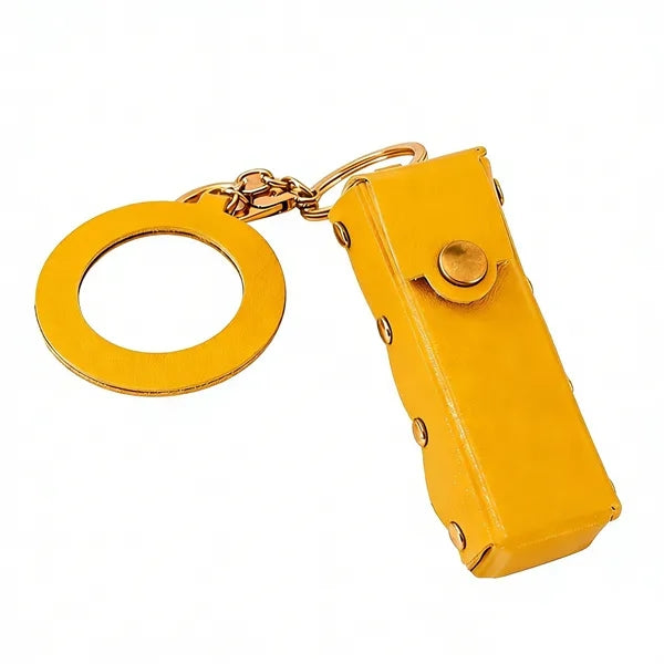 PU Leather Lipstick Holder Keychain Mirror