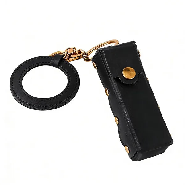 PU Leather Lipstick Holder Keychain Mirror