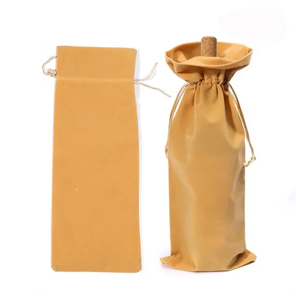 Plush Velvet Drawstring Wine Bag